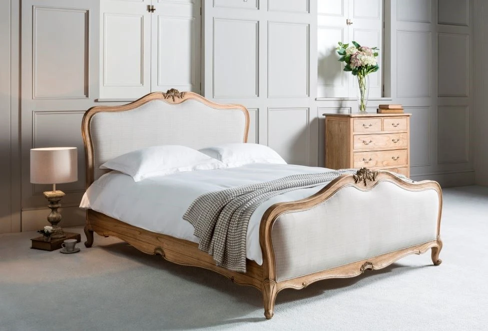 Chic Weathered and Cotton Linen Bed Frame