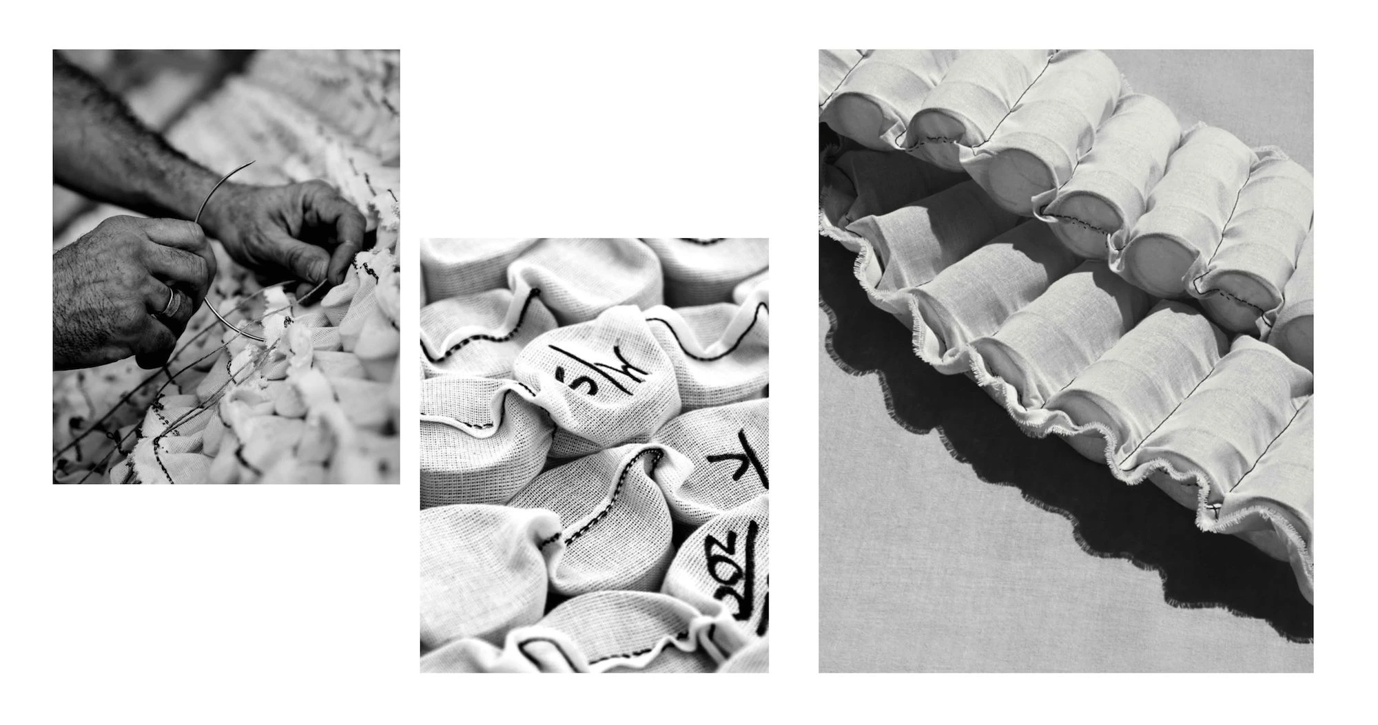 Vispring springs created with calico covers - Nestled by hand in England